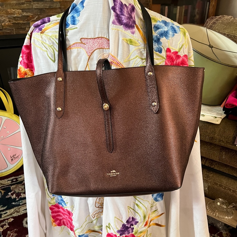 Coach tote and wallet set. Metallic bronze metallic and in EUC